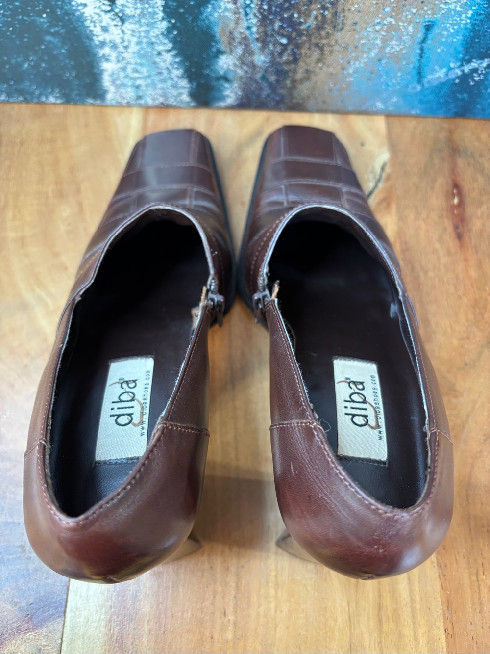 Diba Justice Vintage 1990s Dark Academia Square Toe Leather Heels 8.5 VGVC - Picture 11 of 11